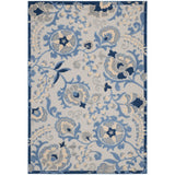 6' X 9' Blue And Grey Toile Non Skid Indoor Outdoor Area Rug