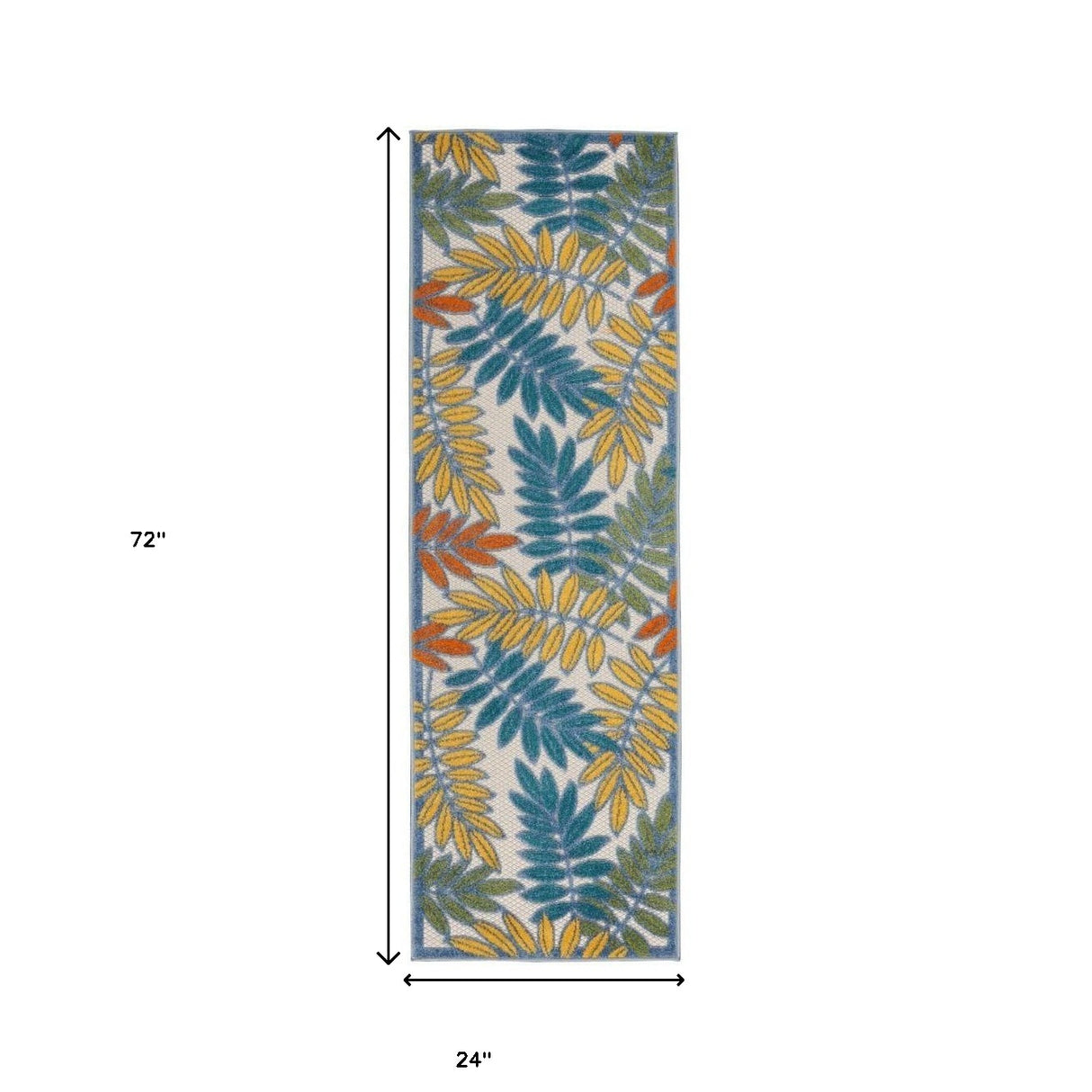 2' X 6' Ivory Floral Non Skid Indoor Outdoor Runner Rug