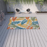 10' X 13' Ivory Floral Non Skid Indoor Outdoor Area Rug