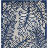 2' X 8' Ivory And Navy Floral Non Skid Indoor Outdoor Runner Rug