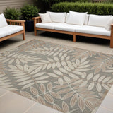 10' X 13' Natural Floral Non Skid Indoor Outdoor Area Rug