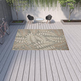 10' X 13' Natural Floral Non Skid Indoor Outdoor Area Rug