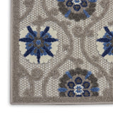 10' X 13' Grey And Blue Floral Non Skid Indoor Outdoor Area Rug