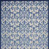 10' X 13' Grey And Blue Damask Non Skid Indoor Outdoor Area Rug
