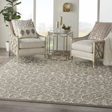 10' X 13' Natural Damask Non Skid Indoor Outdoor Area Rug