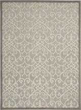 10' X 13' Natural Damask Non Skid Indoor Outdoor Area Rug