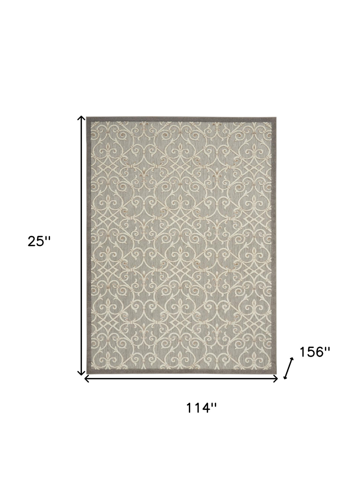 10' X 13' Natural Damask Non Skid Indoor Outdoor Area Rug