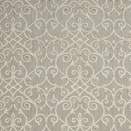 10' X 13' Natural Damask Non Skid Indoor Outdoor Area Rug