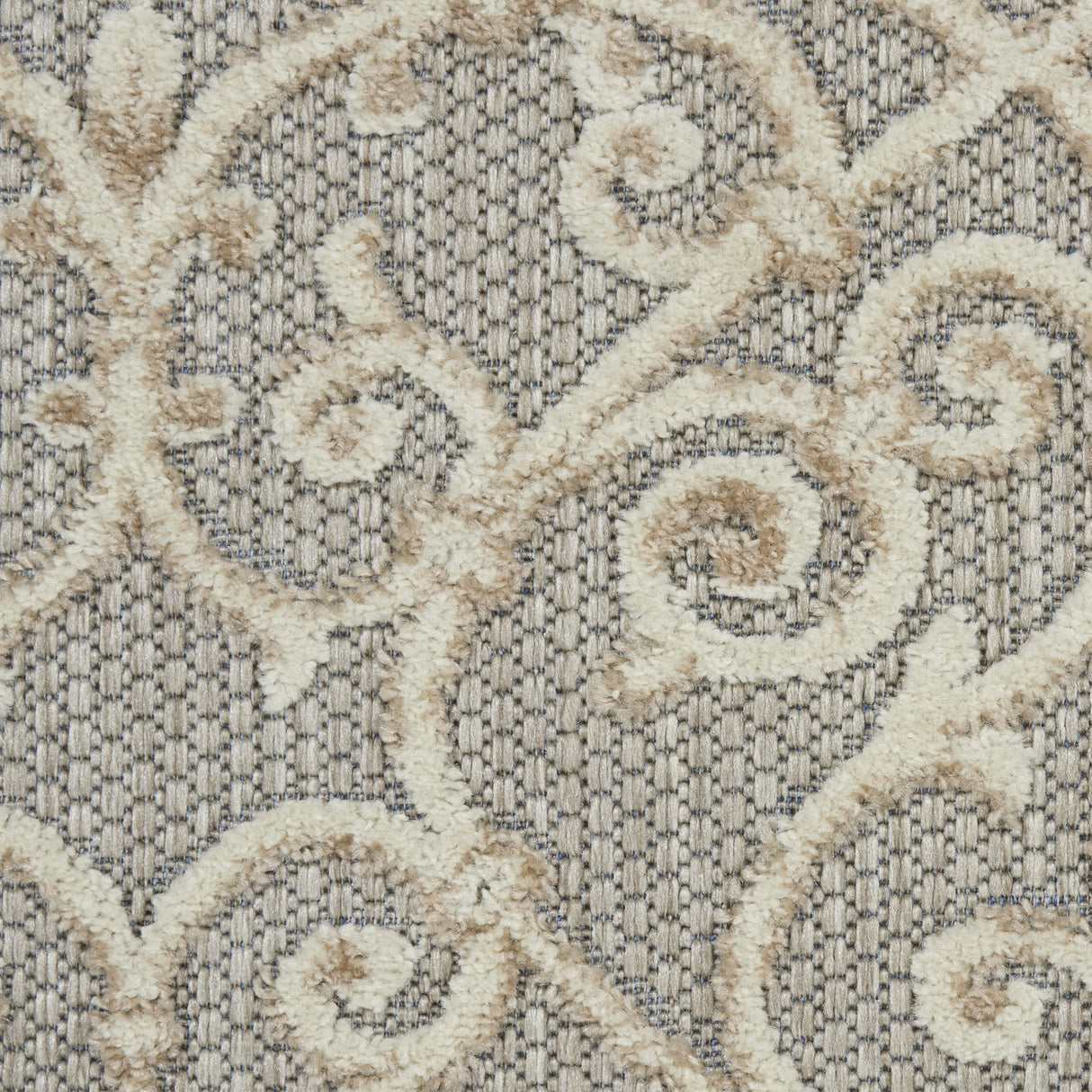 10' X 13' Natural Damask Non Skid Indoor Outdoor Area Rug