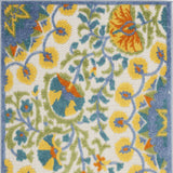3' X 4' Yellow And Teal Toile Non Skid Indoor Outdoor Area Rug