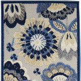 2' X 10' Blue And Grey Floral Non Skid Indoor Outdoor Runner Rug
