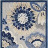 2' X 8' Blue And Grey Floral Non Skid Indoor Outdoor Runner Rug