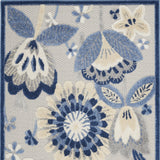 3' X 4' Blue And Grey Floral Non Skid Indoor Outdoor Area Rug
