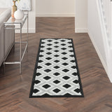 2' X 6' Black And White Gingham Non Skid Indoor Outdoor Runner Rug