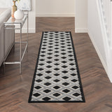 2' X 10' Black And White Gingham Non Skid Indoor Outdoor Runner Rug