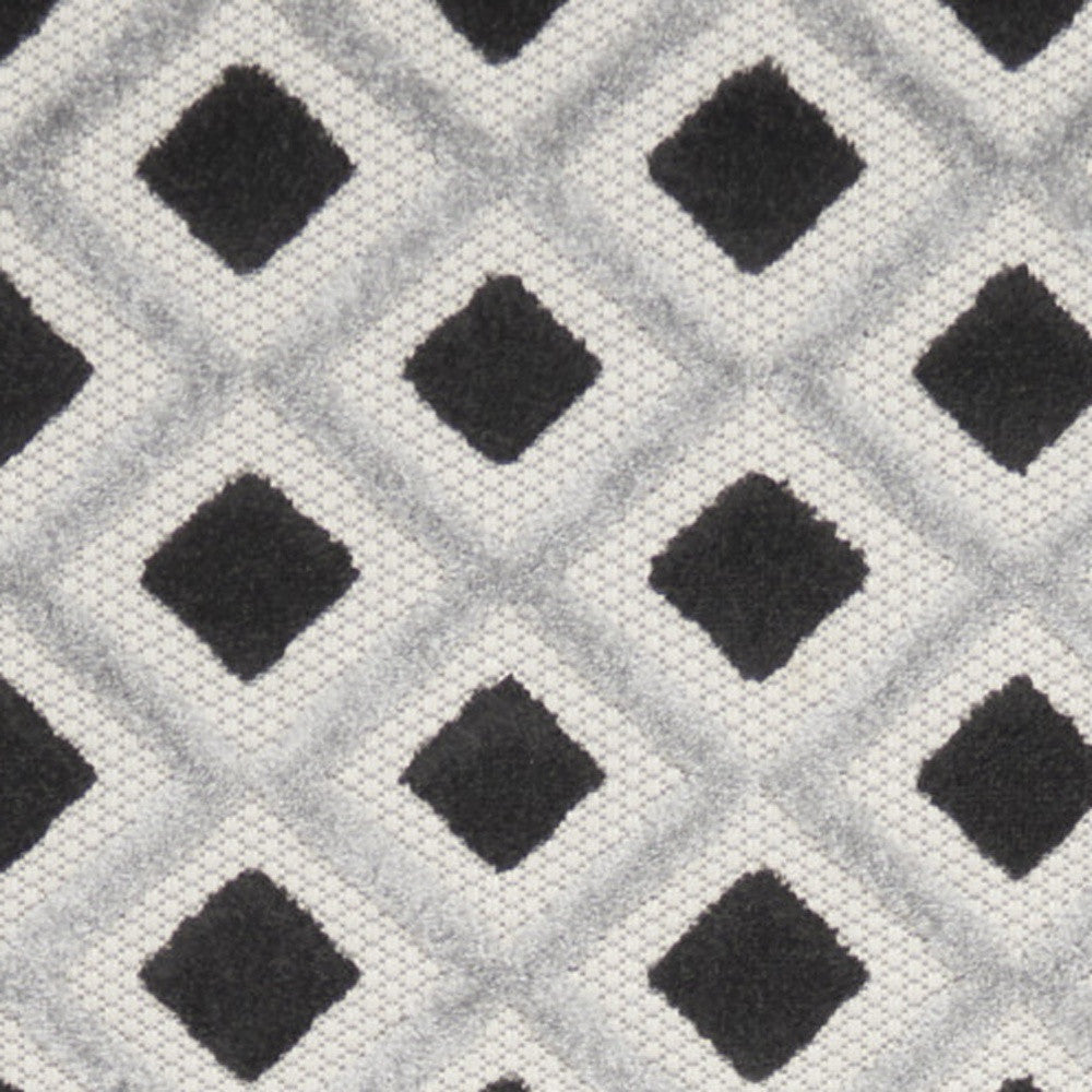 2' X 10' Black And White Gingham Non Skid Indoor Outdoor Runner Rug