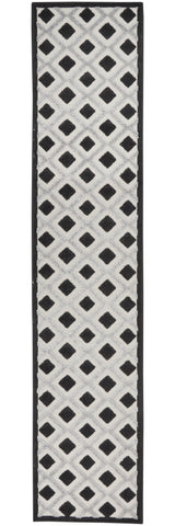 2' X 10' Black And White Gingham Non Skid Indoor Outdoor Runner Rug