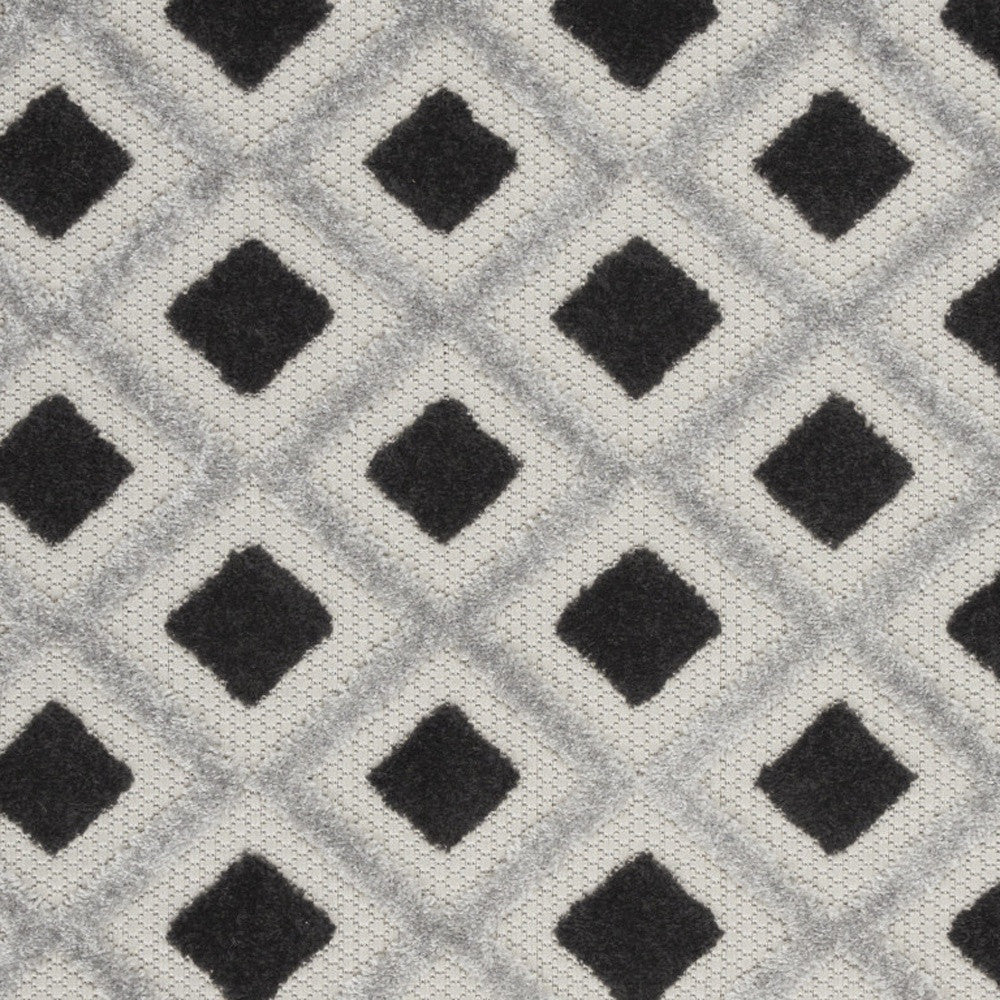 3' X 4' Black And White Gingham Non Skid Indoor Outdoor Area Rug