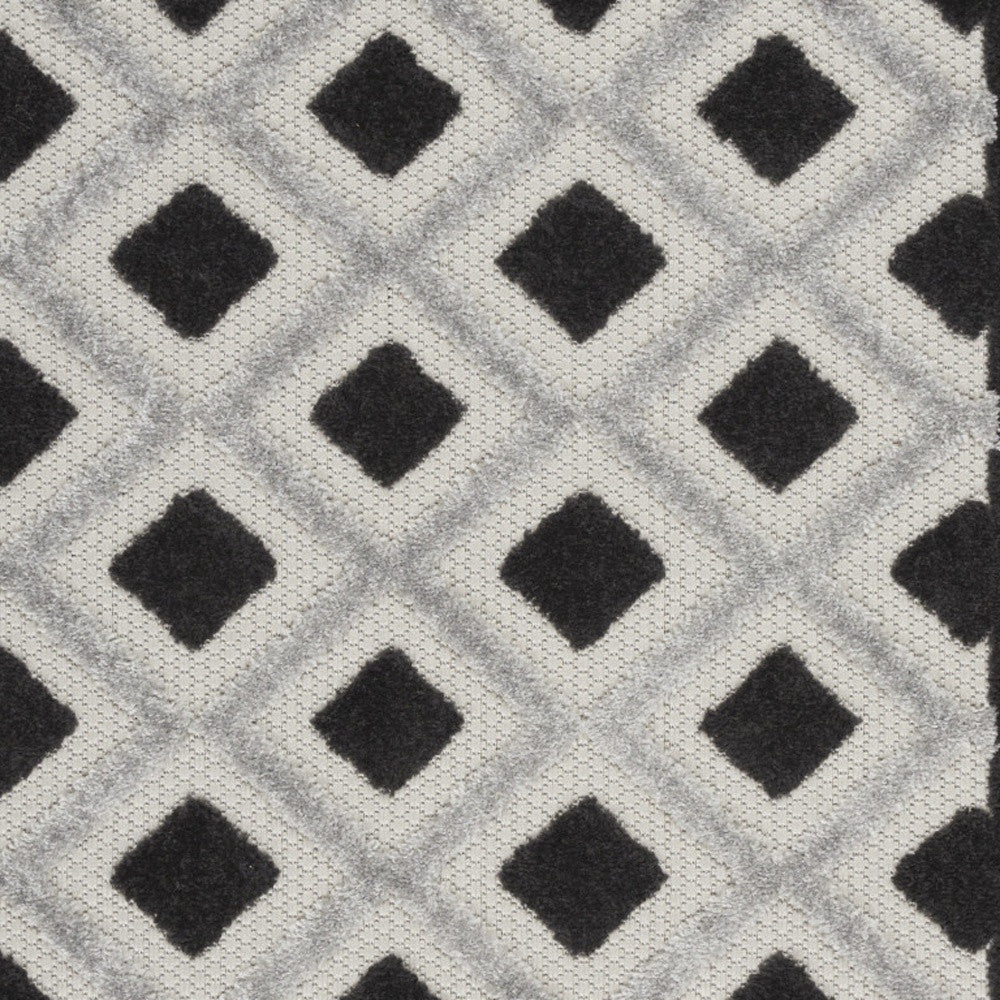 3' X 4' Black And White Gingham Non Skid Indoor Outdoor Area Rug