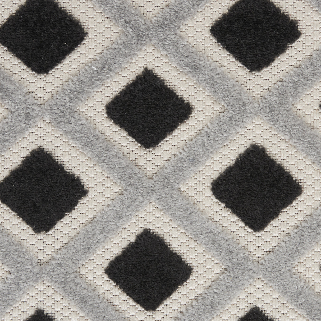 3' X 4' Black And White Gingham Non Skid Indoor Outdoor Area Rug