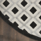 8' X 8' Black And White Round Gingham Non Skid Indoor Outdoor Area Rug