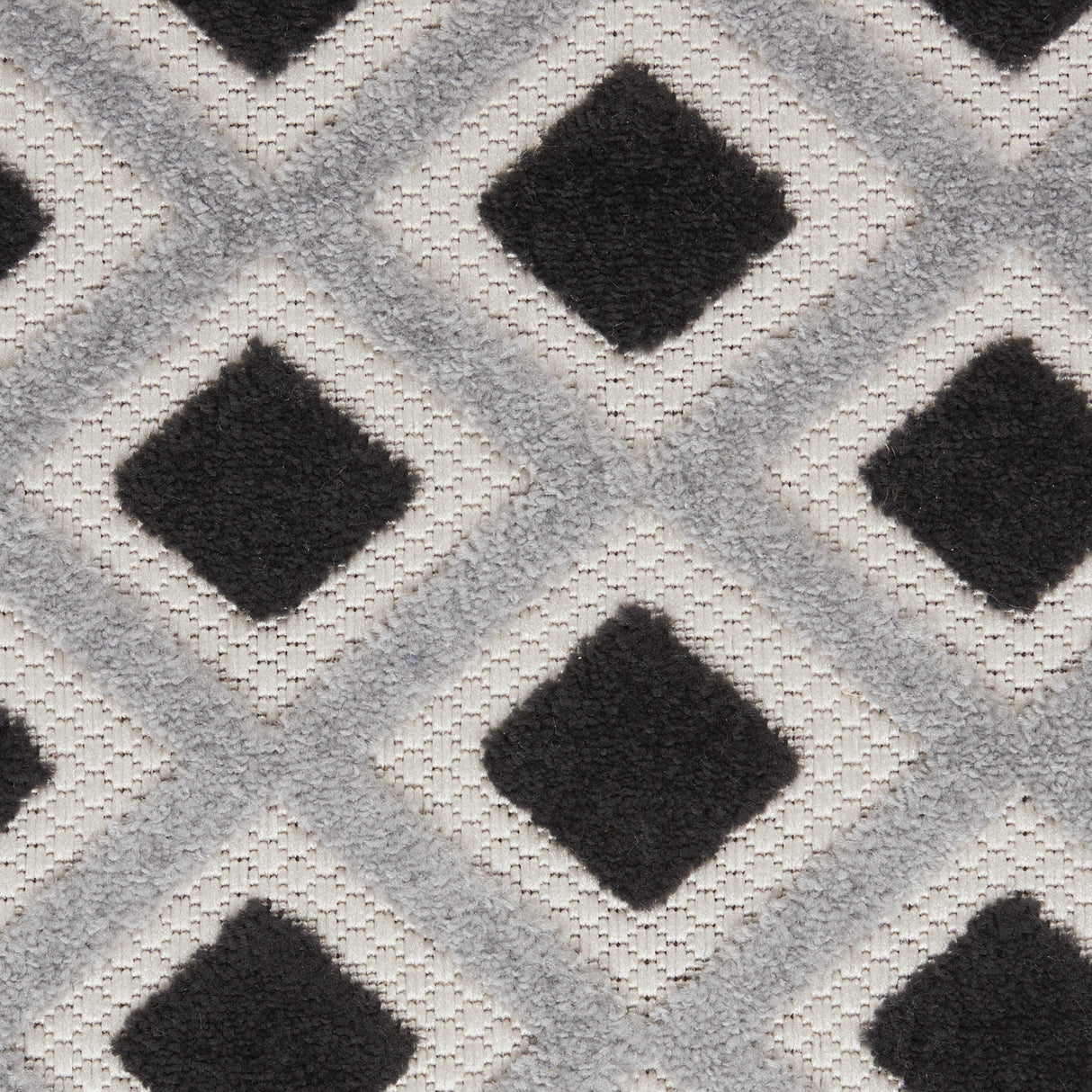 9' X 12' Black And White Gingham Non Skid Indoor Outdoor Area Rug