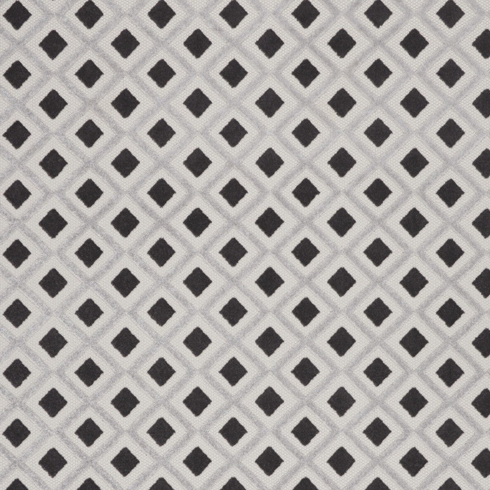 9' X 12' Black And White Gingham Non Skid Indoor Outdoor Area Rug