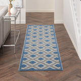 2' X 6' Blue And Grey Gingham Non Skid Indoor Outdoor Runner Rug