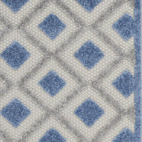 2' X 6' Blue And Grey Gingham Non Skid Indoor Outdoor Runner Rug