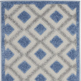 2' X 6' Blue And Grey Gingham Non Skid Indoor Outdoor Runner Rug