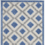 2' X 10' Blue And Grey Gingham Non Skid Indoor Outdoor Runner Rug