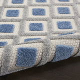 2' X 10' Blue And Grey Gingham Non Skid Indoor Outdoor Runner Rug