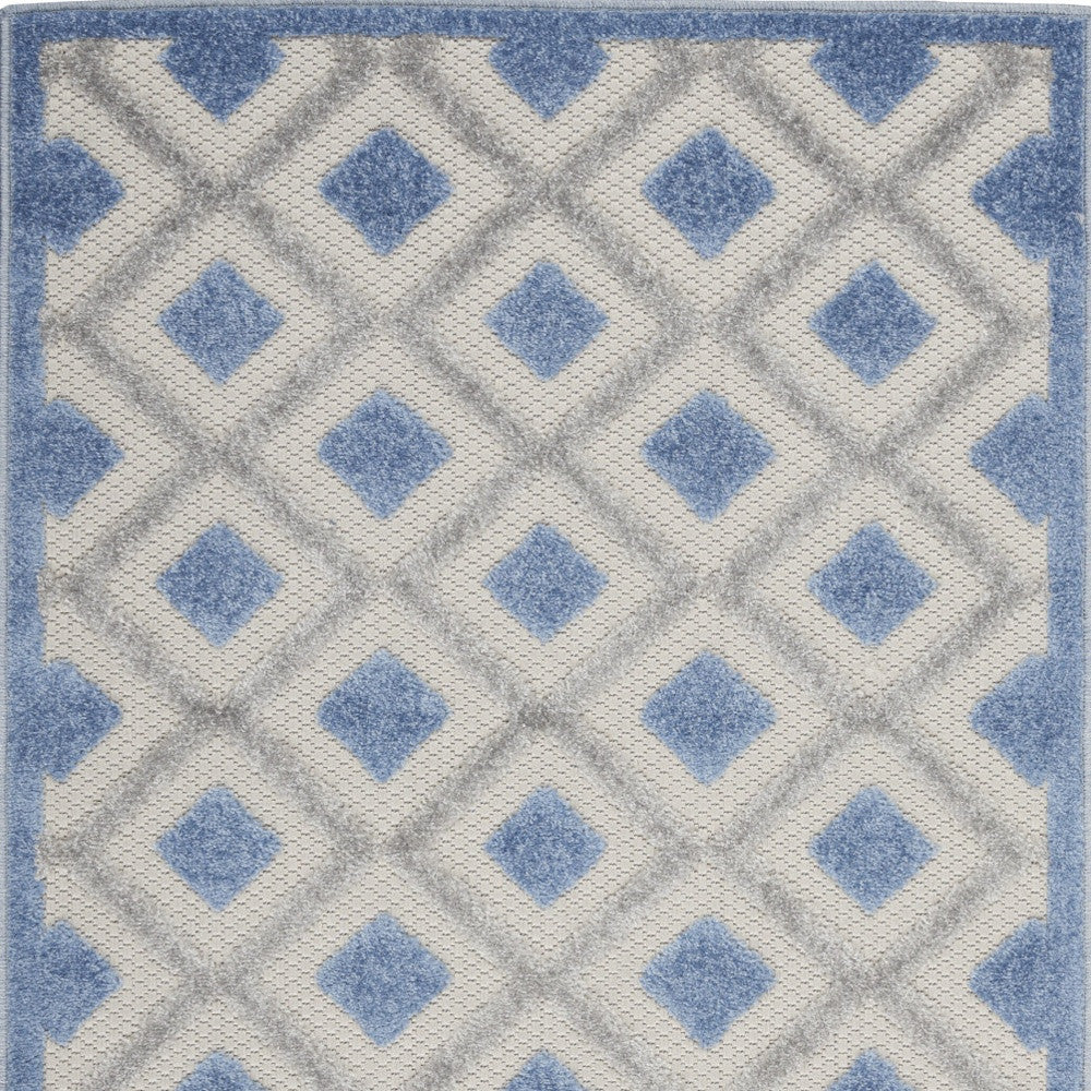 3' X 4' Blue And Grey Gingham Non Skid Indoor Outdoor Area Rug