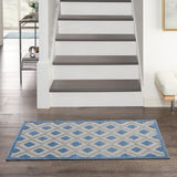 3' X 4' Blue And Grey Gingham Non Skid Indoor Outdoor Area Rug