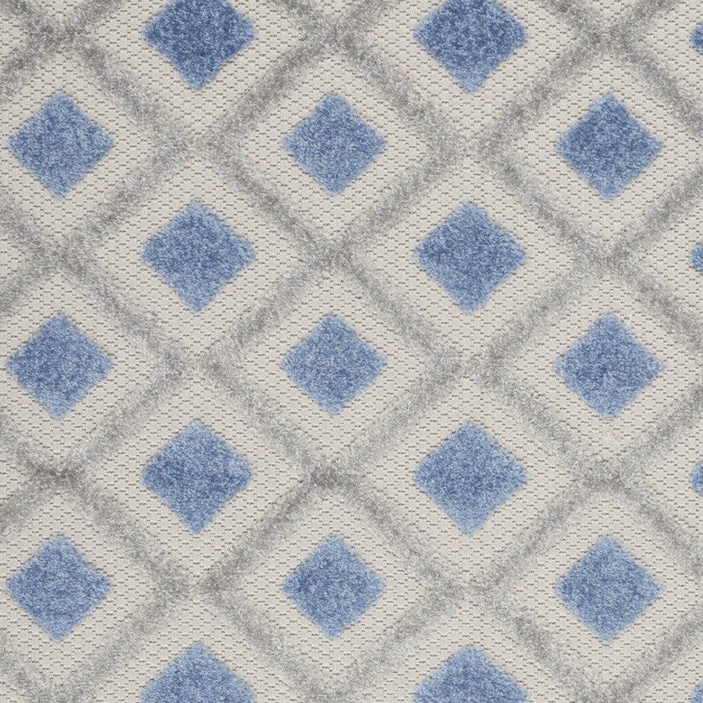 3' X 4' Blue And Grey Gingham Non Skid Indoor Outdoor Area Rug