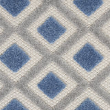 9' X 12' Blue And Grey Gingham Non Skid Indoor Outdoor Area Rug