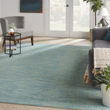 10' X 14' Blue And Green Striped Non Skid Indoor Outdoor Area Rug