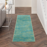 2' X 6' Blue And Green Abstract Non Skid Indoor Outdoor Runner Rug