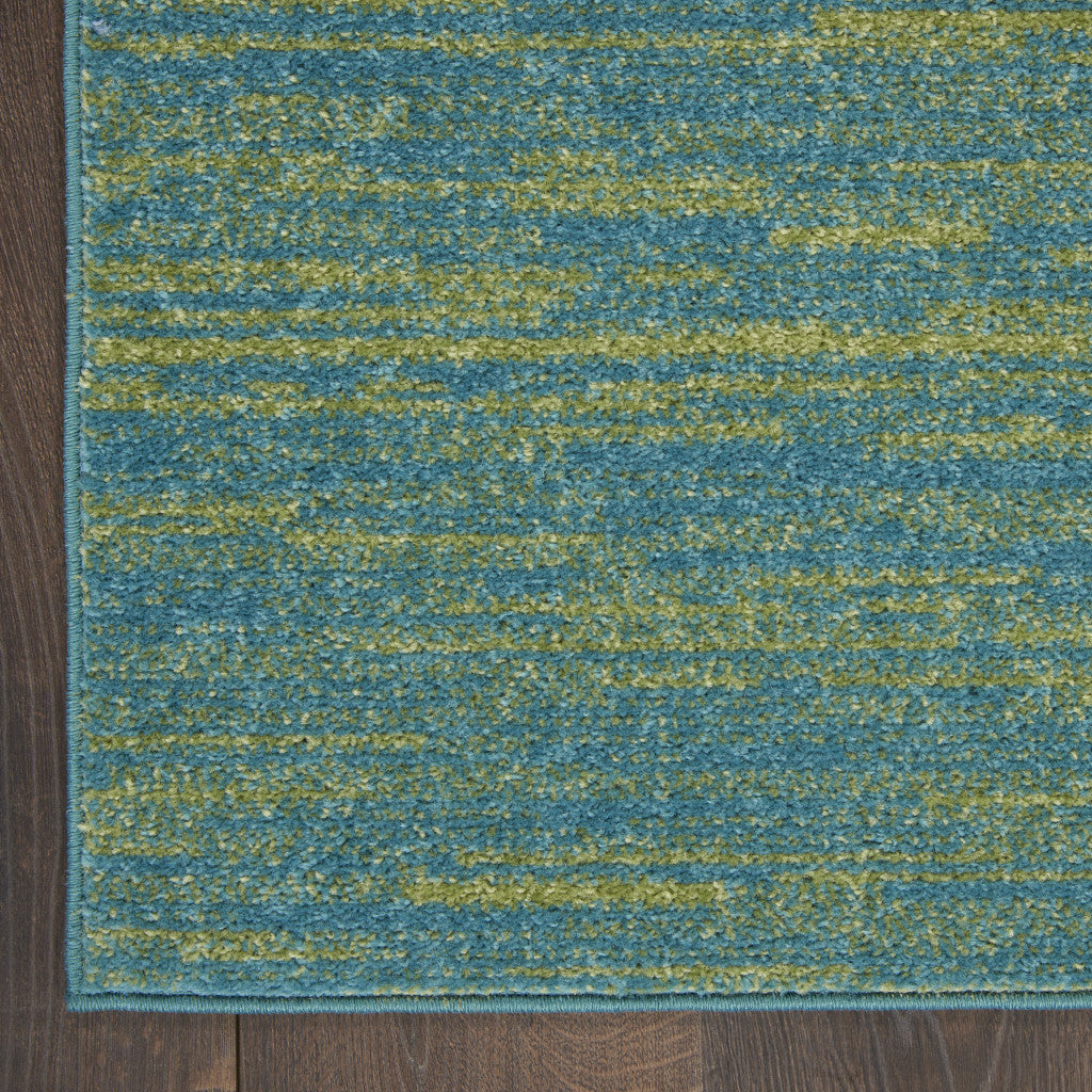 2' X 6' Blue And Green Abstract Non Skid Indoor Outdoor Runner Rug