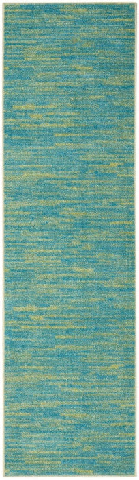 2' X 6' Blue And Green Abstract Non Skid Indoor Outdoor Runner Rug