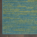 2' X 10' Blue And Green Striped Non Skid Indoor Outdoor Runner Rug