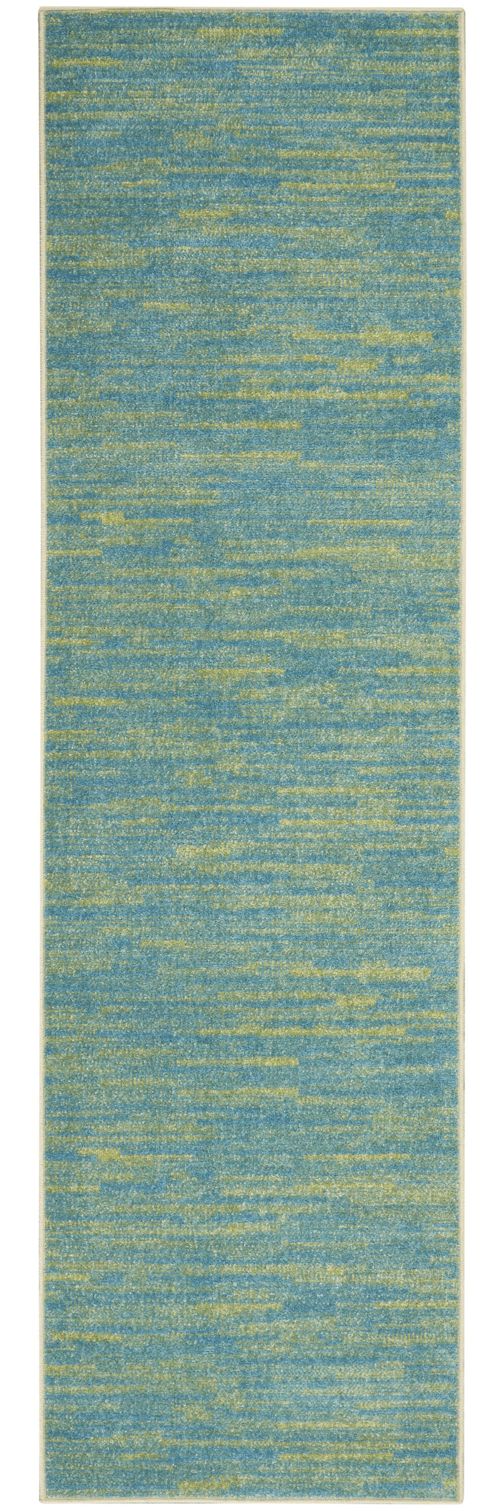 2' X 8' Blue And Green Striped Non Skid Indoor Outdoor Runner Rug