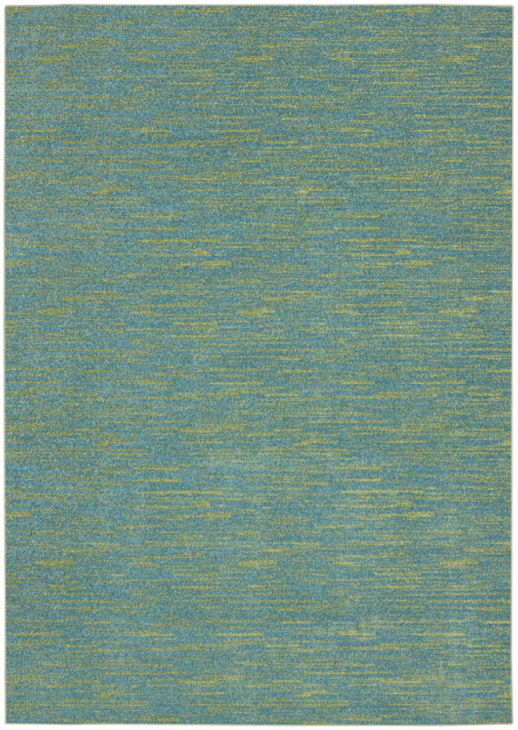 5' X 7' Blue And Green Striped Non Skid Indoor Outdoor Area Rug