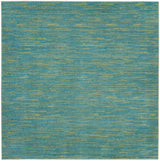 7' X 7' Blue And Green Square Striped Non Skid Indoor Outdoor Area Rug