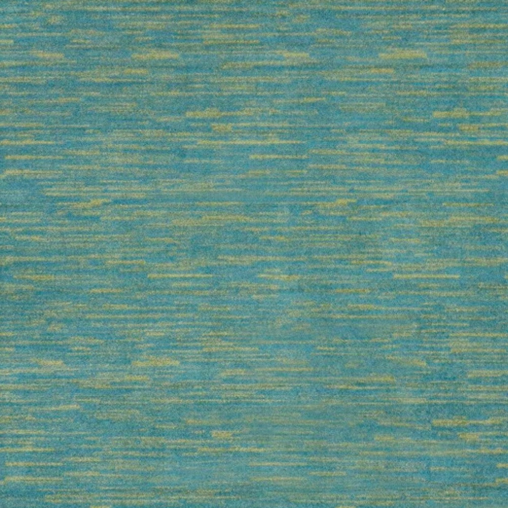 7' X 7' Blue And Green Square Striped Non Skid Indoor Outdoor Area Rug