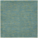 7' X 7' Blue And Green Square Striped Non Skid Indoor Outdoor Area Rug