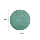 8' X 8' Blue And Green Round Striped Non Skid Indoor Outdoor Area Rug