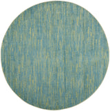 8' X 8' Blue And Green Round Striped Non Skid Indoor Outdoor Area Rug