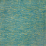 9' X 9' Blue And Green Square Striped Non Skid Indoor Outdoor Area Rug