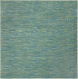 9' X 9' Blue And Green Square Striped Non Skid Indoor Outdoor Area Rug